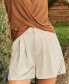 ფოტო #3 პროდუქტის Women's Beige Woven & Crochet Straight Leg Shorts