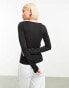 Фото #8 товара Weekday Tea fine jersey long sleeve top with scoop neck in black