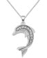 ფოტო #1 პროდუქტის Diamond Dolphin 18" Pendant Necklace (1/10 ct. t.w.) in Sterling Silver