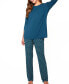 ფოტო #1 პროდუქტის Women's Malachite Ultra Soft Pajamas Keyhole Back Top and Print Pant Set