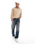 HUGO Blue neeler half zip sweatshirt in beige