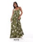 Фото #1 товара JDY Petite tie front maxi dress in khaki floral