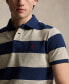 Men's Classic-Fit Striped Mesh Polo Shirt Light Vintage Hthr/spring Navy, XS - фото #3