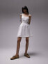 Topshop broderie linen mini dress in white