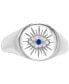 Cubic Zirconia & Lab Grown Blue Spinel Accent Evil Eye Ring in Sterling Silver