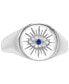 ფოტო #1 პროდუქტის Cubic Zirconia & Lab Grown Blue Spinel Accent Evil Eye Ring in Sterling Silver