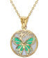 ფოტო #1 პროდუქტის Enamel Butterfly 18" Pendant Necklace in 14K Yellow Gold