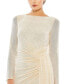 Women's Ieena Sequined Ruched Long Sleeve Boat Neck Gown