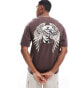 Фото #1 товара ADPT oversized washed sinister back print t-shirt in brown