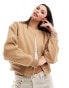 Фото #2 товара Hollister cropped wool bomber jacket in camel