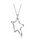 Фото #1 товара Classy Sterling Silver with Rhodium Plating Star Halo Necklace