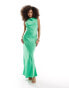 Фото #2 товара ASOS DESIGN satin square neck maxi dress with cowl back detail in Green