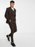 Фото #3 товара ASOS DESIGN super skinny wool mix suit trousers in brown tweed