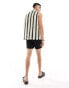 Фото #3 товара ASOS DESIGN relaxed revere sleeveless shirt in monochrome crochet stripe