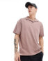 ASOS DESIGN relaxed rib revere polo in pink Hirsch, S - Chest 38 - фото #1