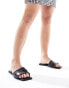 Фото #8 товара ASOS DESIGN Wide Fit Fig square toe flat sandals in black