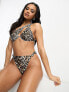 Фото #7 товара South Beach mix & match underwire one shoulder bikini top in leopard print