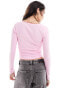 Фото #3 товара ASOS DESIGN long sleeve contrast button in pink