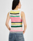 ფოტო #2 პროდუქტის Women's Striped Round-Neck Sleeveless Sweater