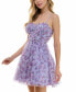Juniors' Printed Bustier Fit & Flare Tulle Dress
