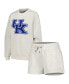 ფოტო #1 პროდუქტის Women's Ash Kentucky Wildcats Team Effort Pullover Sweatshirt and Shorts Sleep Set