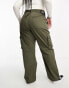 Dr Denim Plus Echo utility wide leg trousers in khaki Зеленый, 50 - фото #2