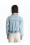 Фото #5 товара XSIDE Gömlek Yaka Düz Uzun Kollu Oversize Kadın Jean Ceket