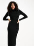 Фото #7 товара Vero Moda Tall lettuce edge jersey maxi dress with long sleeves in black