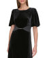 Women's Velvet Triangle-Point Balloon-Sleeve Gown