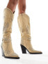 Фото #5 товара Simmi London Wide Fit Delano butterfly embellished western boot in taupe micro