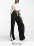 ASOS DESIGN Tall pull on trouser with contrast panel in black