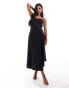 Фото #1 товара ASOS DESIGN full skirt slip dress in black with contrast stitch