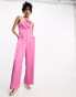 Little Mistress – Asymmetrischer Jumpsuit in Rosa mit weitem Bein