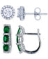 ფოტო #3 პროდუქტის 2-Pc. Set Lab-Grown Spinel (2 ct. t.w.) & Cubic Zirconia Halo Stud & Three Stone Leverback Earrings in Sterling Silver (Also in Green Cubic Zirconia & Lab-Grown Ruby)
