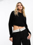 Фото #1 товара Miss Selfridge chunky rib fitted crop jumper in black