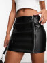 Фото #1 товара ASOS DESIGN faux leather biker mini skirt with double zip detail in black