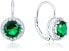 Silver earrings with green crystals AGUC1157