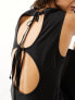 Weekday Jolie asymmetric mini dress with open back in black