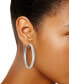 ფოტო #2 პროდუქტის Textured Medium Hoop Earrings in 14k White Gold-Plated Sterling Silver, 40mm