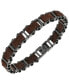 ფოტო #1 პროდუქტის Sutton Stainless Steel Gunmetal And Brown Leather Link Bracelet