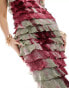 Missyempire ruffle bandeau maxi dress in pink and green print