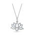 ფოტო #2 პროდუქტის Lotus Flower Blossom Cut Out Pendant Necklace For Women For Girlfriend For Yogi .925 Sterling Silver With Chain