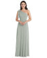 Фото #1 товара Womens Draped One-Shoulder Maxi Dress with Scarf Bow
