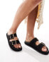 New Look chunky double strap flat sandal with studs in black