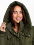 New Look mid length utility puffer coat in khaki