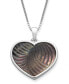 Фото #1 товара Macy's black Mother of Pearl 16x13mm Heart Shaped Pendant with 18" Chain in Sterling Silver