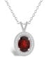 Фото #1 товара Macy's garnet (1-1/2 ct. t.w.) and Diamond (1/8 ct. t.w.) Halo Pendant Necklace in Sterling Silver