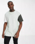 Threadbare Tall oversized colour block t-shirt in sage