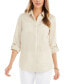 ფოტო #1 პროდუქტის Petite 100% Linen Button-Front Shirt, Created for Macy's