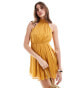 Style Cheat high neck swing mini dress in mustard